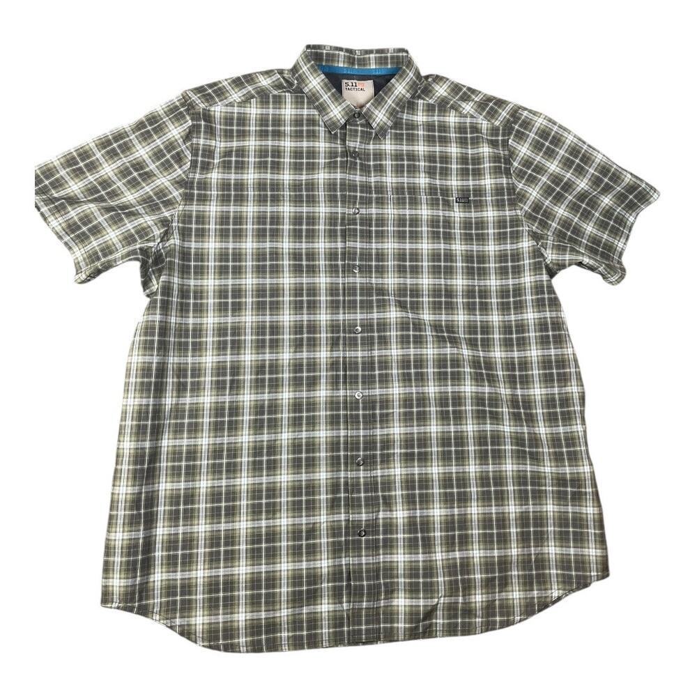 5.11 Tactical Men’s Green Plaid Short Sleeve Snap Shirt Size-XL